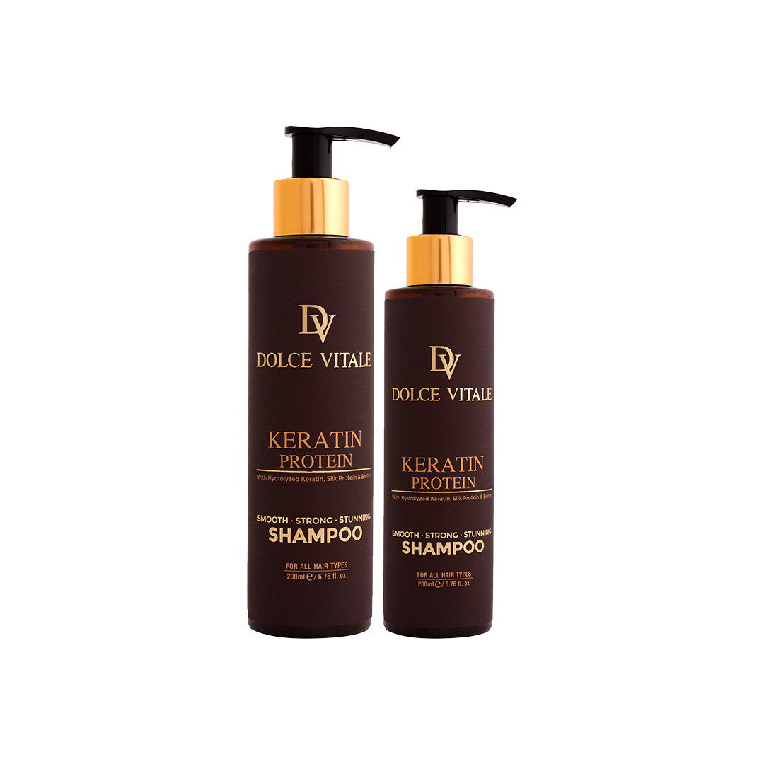 Keratin Protein Shampoo Combo – with Hydrolyzed Keratin, Silk Protein & Biotin for All Hair Types (100 ml + 200 ml)